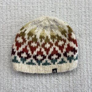 Ambler 100% Pure Wool Chunky Knit Beanie Beige / Multicolor Nordic Fair Isle
